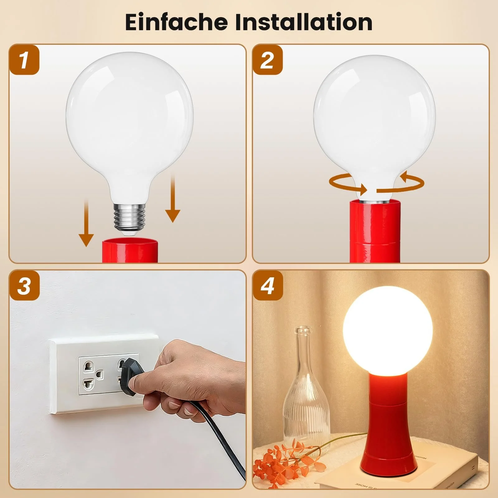 Настольная лампа для чтения G125 7 Вт 3000 К E27 Красная, фото №6