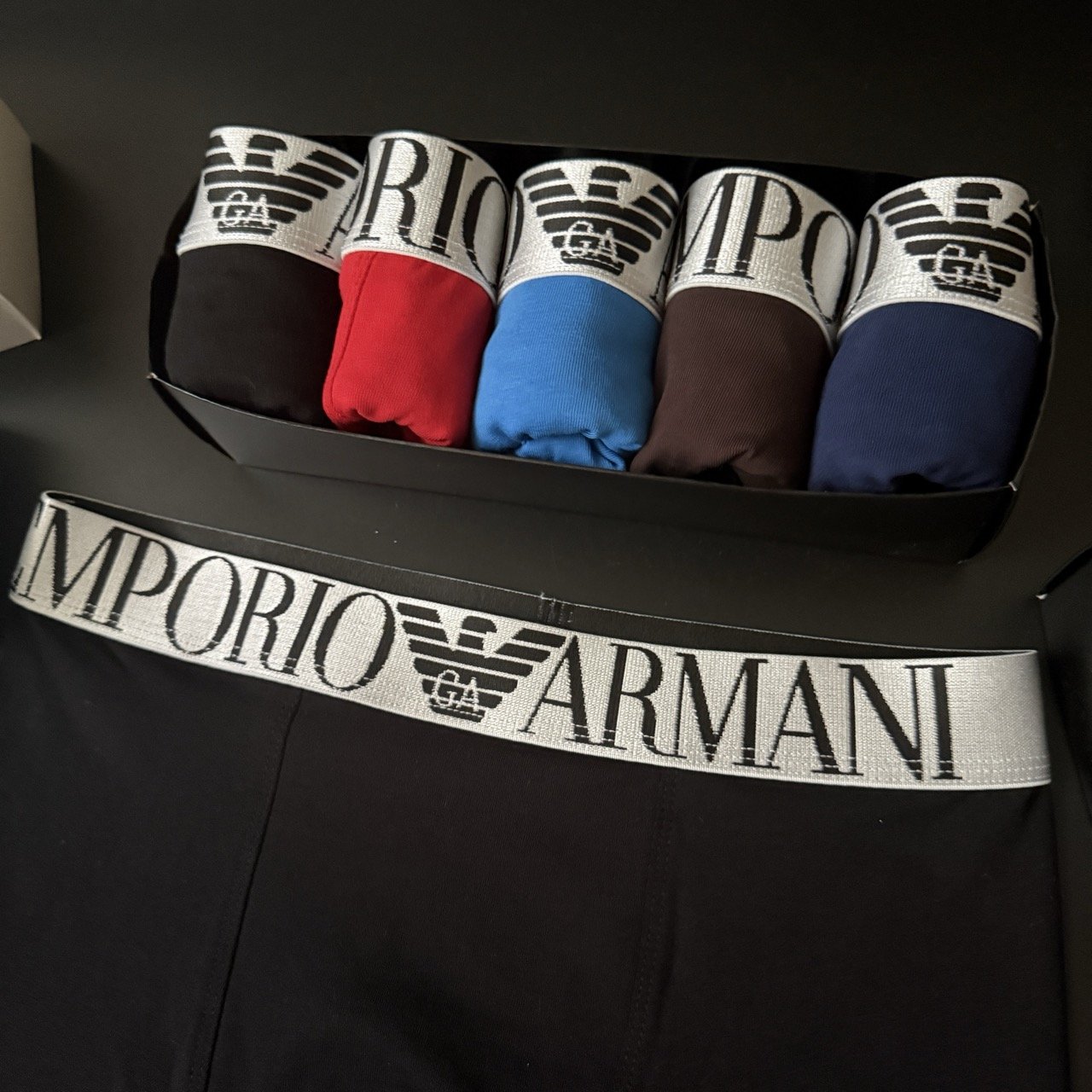 Труси чоловічі боксери Emporio Armani набір 5 штук різних кольорів, фото №9