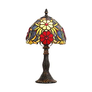 Настільна лампа Barcelona LED Saura Tiffany 20 см Вітражне скло Ретро ар-нуво Мультиколор - Фото 1