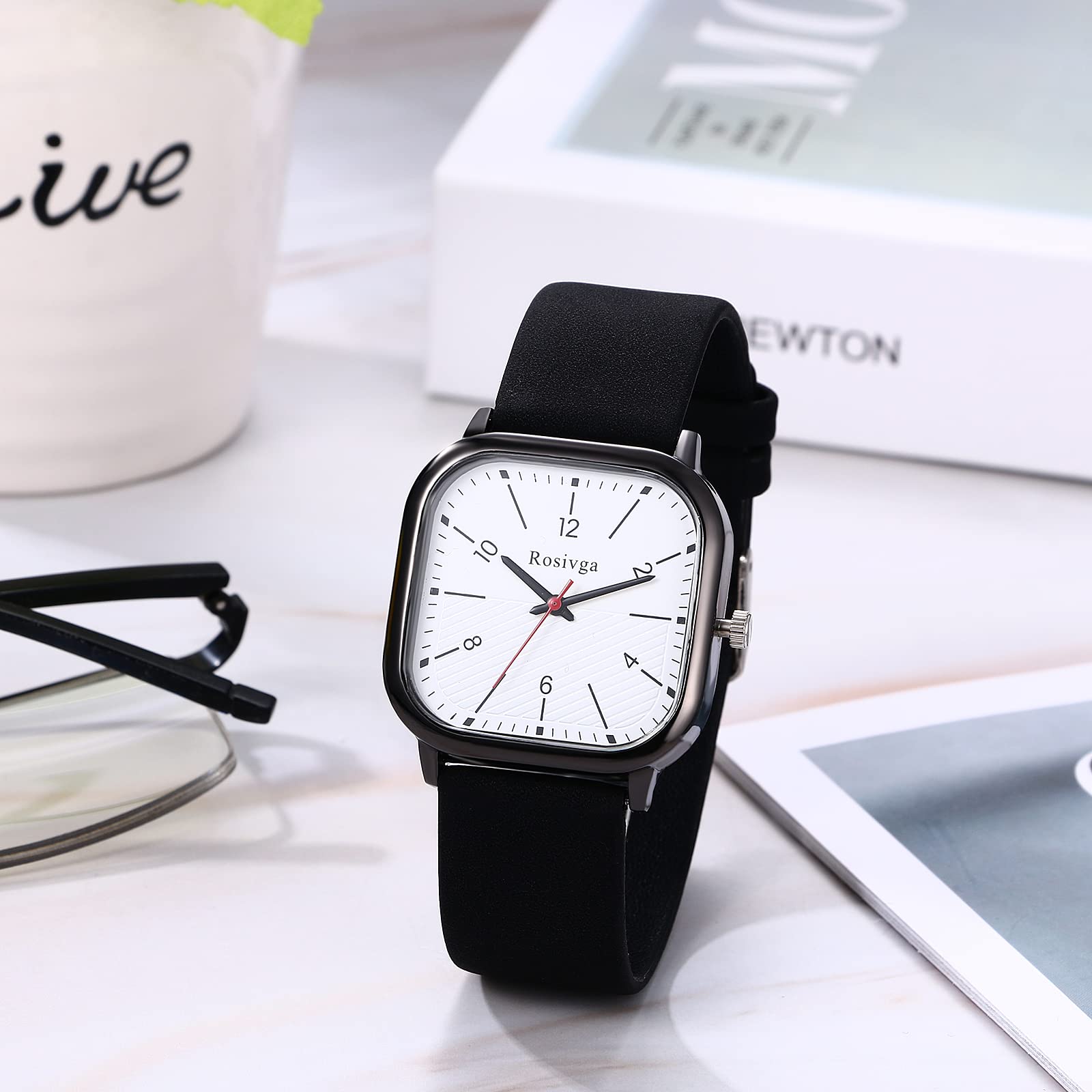 Годинник JewelryWe Чоловічий Жіночий Кварцовий 30M Водонепроникний Годинник Квадратний Силіконовий Ремінець Повсякденний Прямокутний Циферблат, фото №6