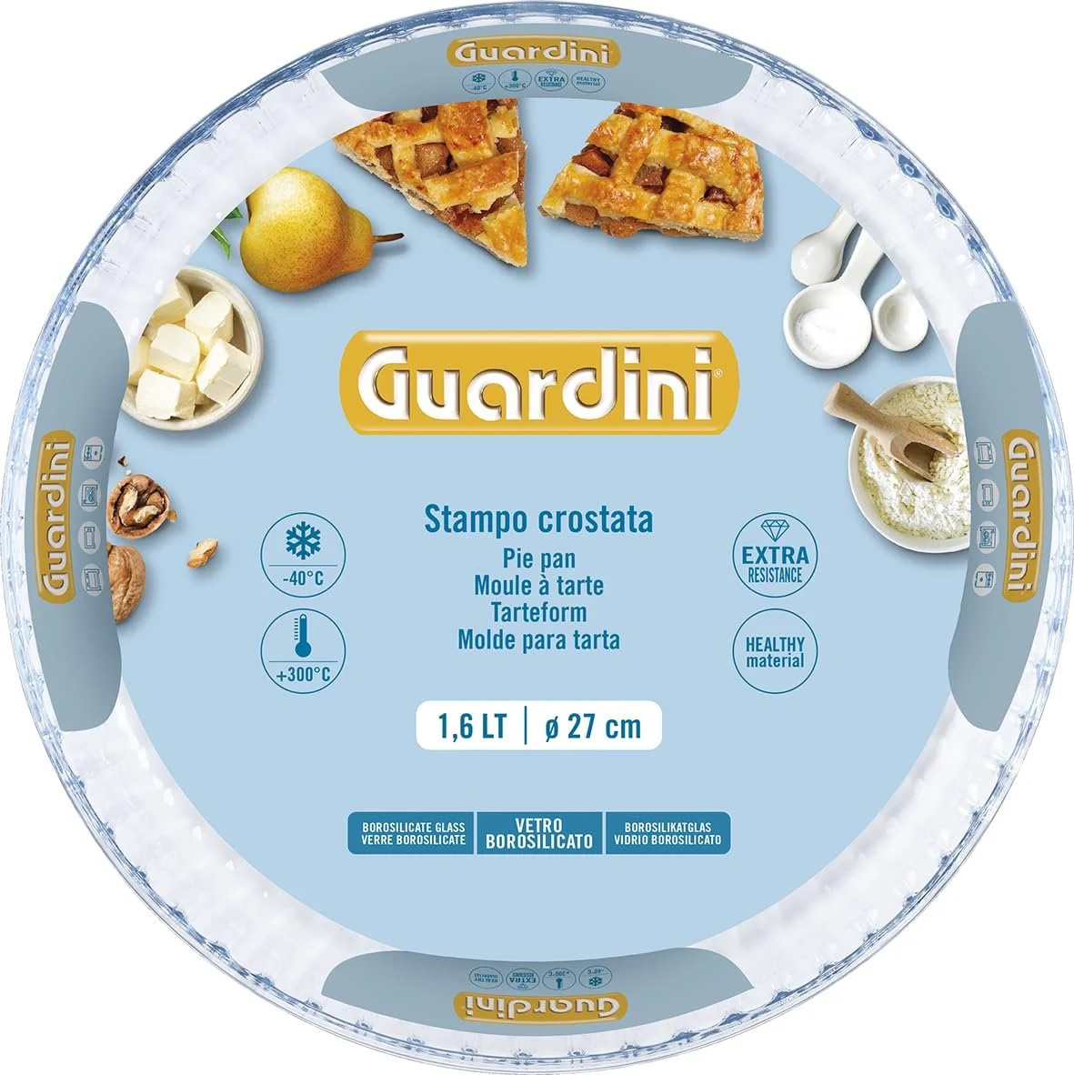 Форма для запекания Guardini Боросиликатное стекло 27 см 1.6 л Прозрачный/Светло-голубой, фото №2
