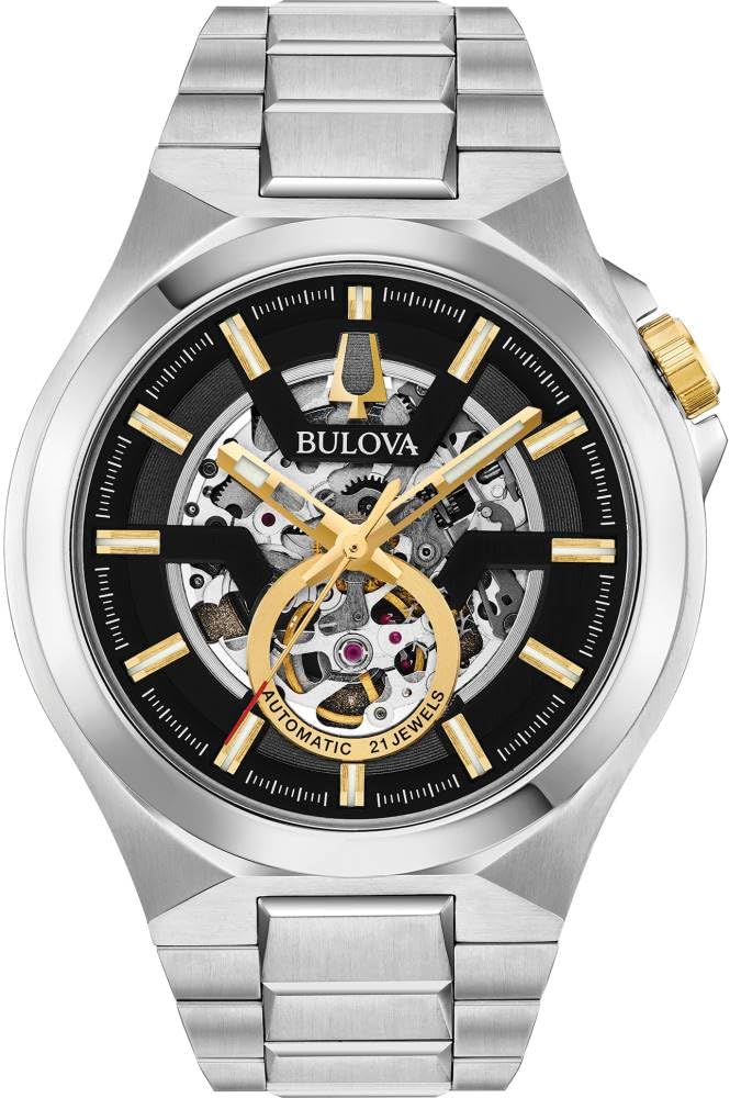Годинник Bulova Чоловічий Аналоговий Автоматичний з Ремінцем з Нержавіючої Сталі 98A224 Сріблясто/чорний, фото №1
