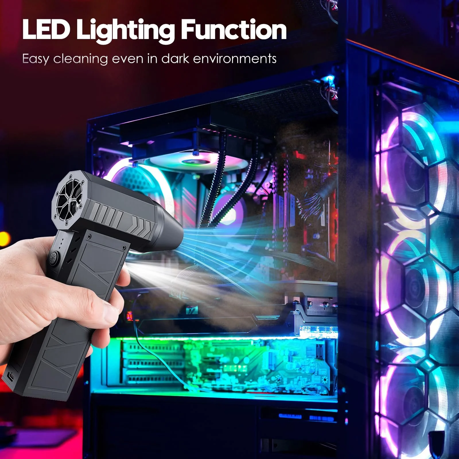 Электрическая воздуходувка Ofeace 180,000 RPM 4 скорости Аккумуляторная с щеткой для чистки, фото №4