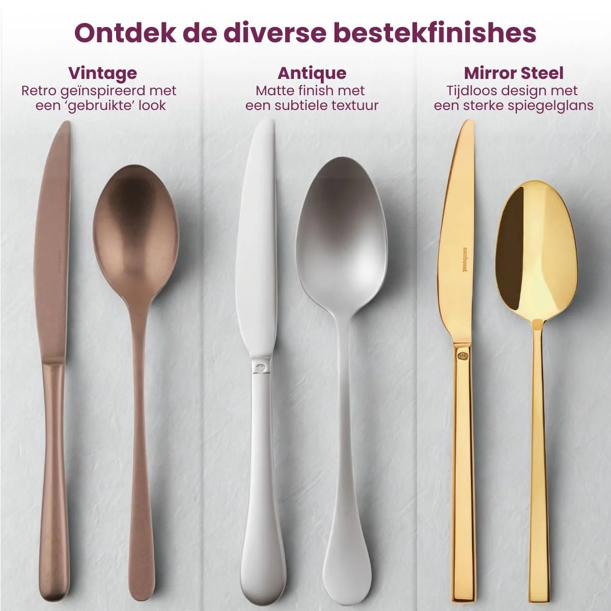 Набір столових приборів Sambonet Rock 36 предметів, нержавіюча сталь / PVD мідь, фото №7 Набір столових приборів Sambonet Rock 36 предметів, нержавіюча сталь / PVD мідь, фото №7