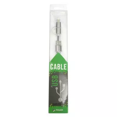 Дата кабель USB 2.0 AM to Lightning Micro 5P 1.0m cotton PowerPlant KD00AS1289, фото №2