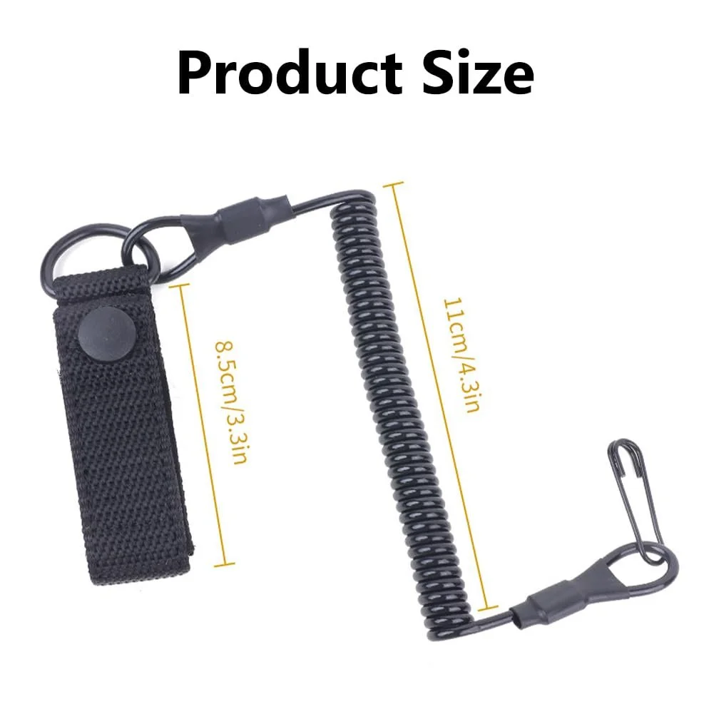 Шнуры рыболовные эластичные Paracord Lanyard спиральные с карабином 2 шт. Черный, фото №6