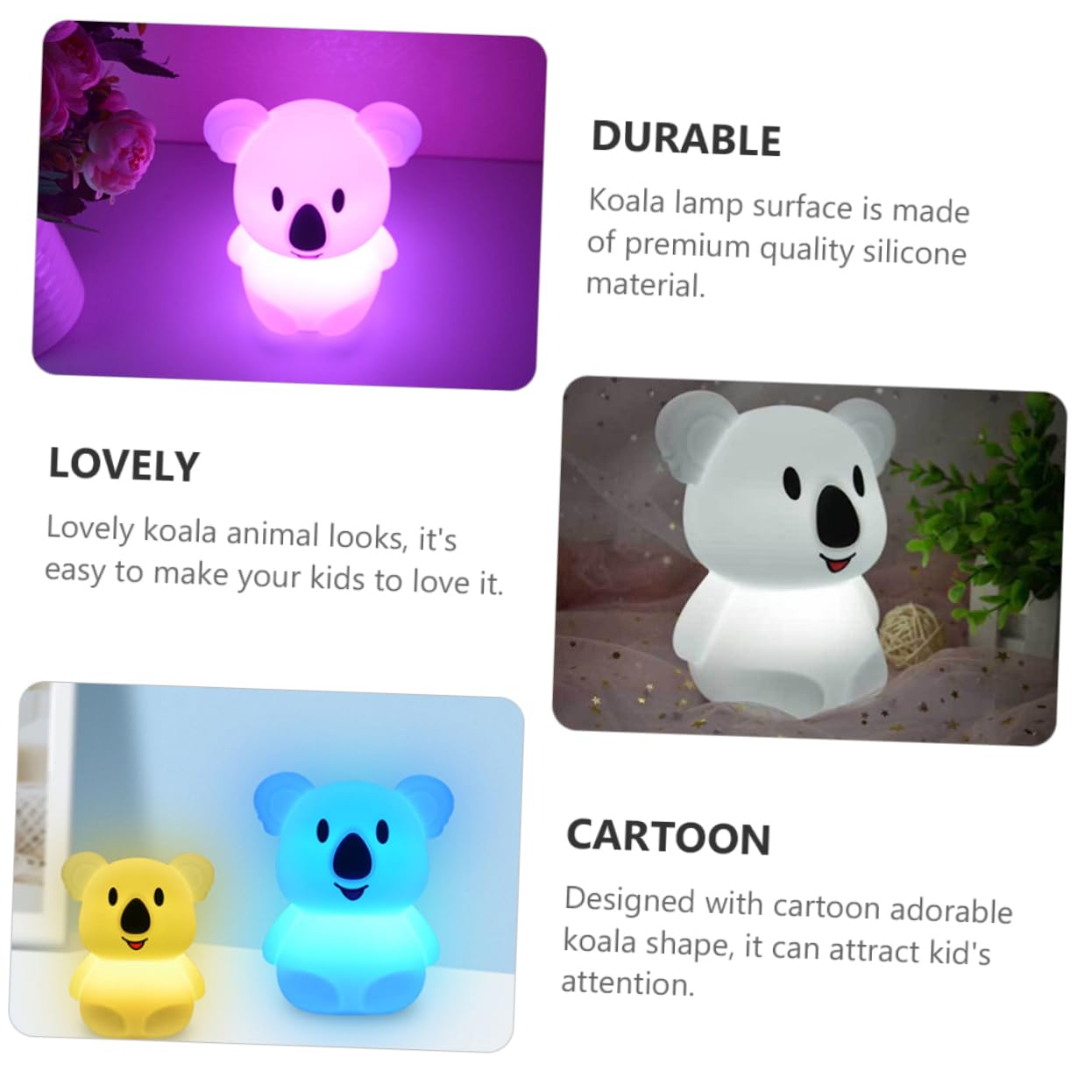 Світильник Artibetter Koala Pat Light Animal LED нічник сенсорний білий ABS, фото №5