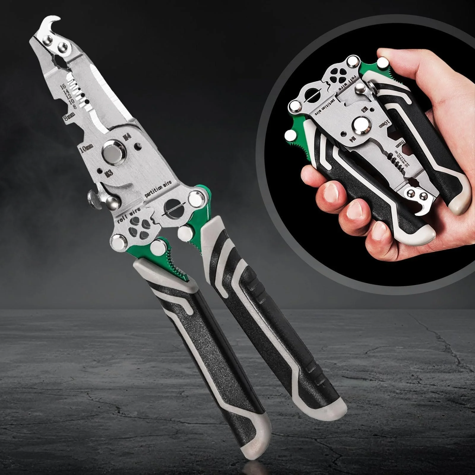 Стриппер складной GIONAR 18-в-1 многофункциональный инструмент для обжима и зачистки проводов, фото №3