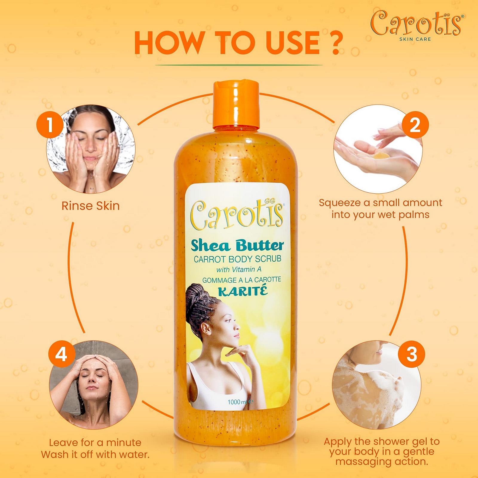 Гель для душу Carotis Shea Butter Body Wash освітлювальний з олією ши та вітаміном А 1000 мл, фото №6 Гель для душу Carotis Shea Butter Body Wash освітлювальний з олією ши та вітаміном А 1000 мл, фото №6