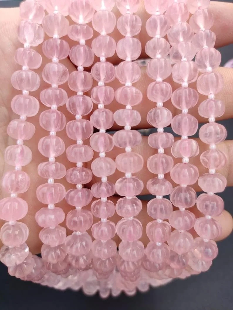 Бусины Розовый Кварц Натуральный Арбуз Гладкие 8 мм Розовый, фото №1
