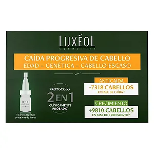 Сыворотка LUXÉOL против выпадения волос 2 в 1 - Способствует противодействию выпадению и росту волос - Клинически проверено - 98% ингредиентов природного происхождения - Унисекс - Программа на 1 месяц - 14 ампул (6 мл) - Фото 1