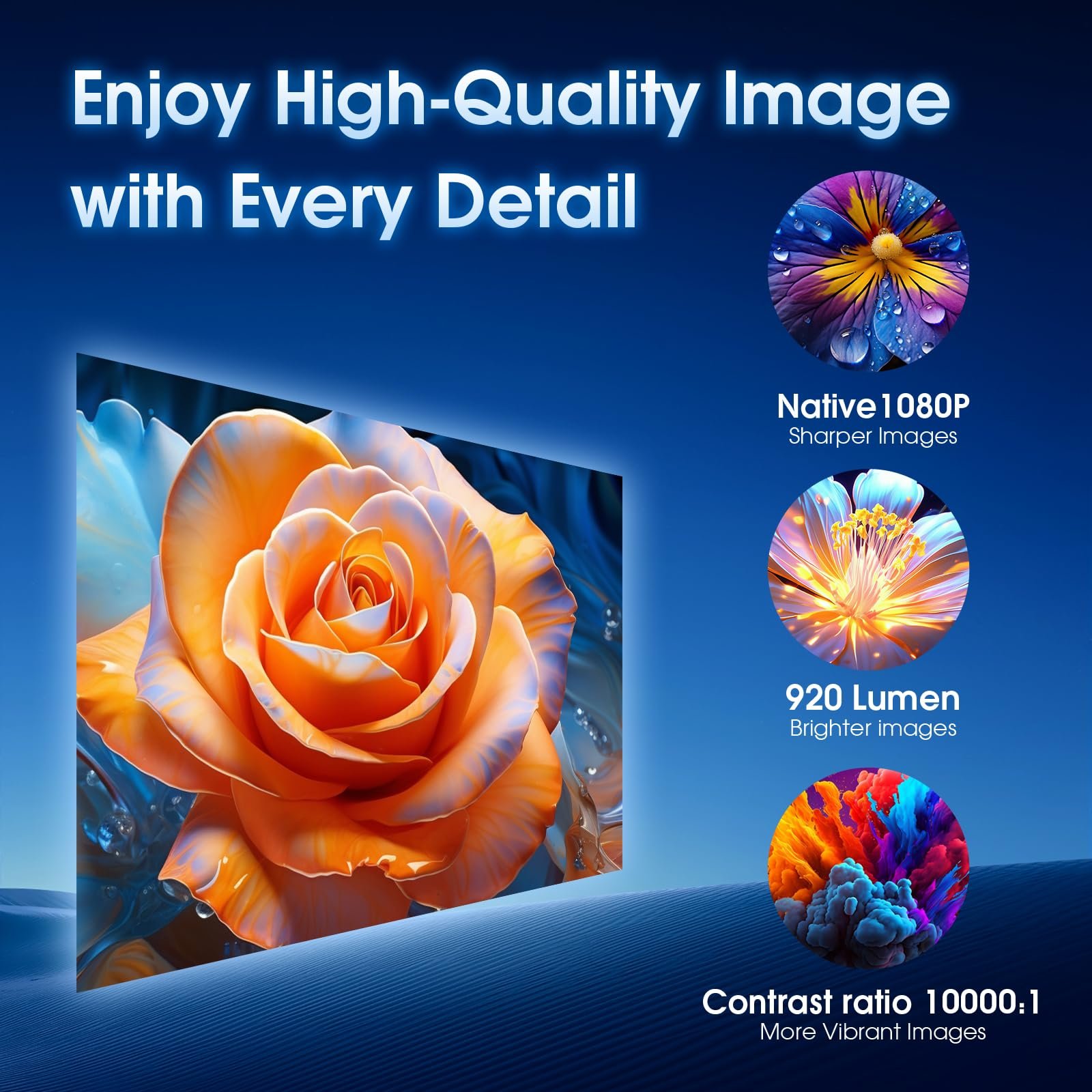 Мини-проектор Gaimoo GM200 4K FHD 1080P, с поддержкой 2.4/5G Dual WiFi и Bluetooth 5.0, фото №6