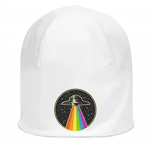 Эластичная хлопковая шапка UFO Alien Space Ship Rainbow Art Unisex - Фото 1