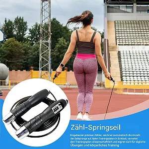 Скакалка Workout з функцією підрахунку Регульована Чорна synthetic.ua - Фото 1