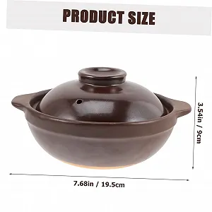 Кастрюля керамическая малая с крышкой жаропрочная с антипригарным покрытием Коричневая synthetic.ua - Фото 1