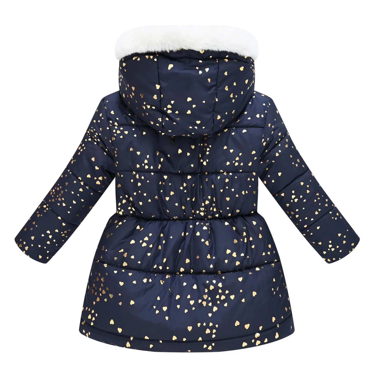 Унисекс Детская Зимняя Куртка Generisch Длинная стеганая куртка Легкая зимняя парка с меховым капюшоном Удобная пушистая классическая парка для улицы на молнии, фото №3