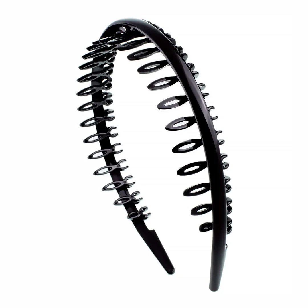 Обруч для волосся K16-001 з гребінцем 2.5 см Чорний, фото №1