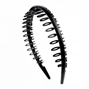 Обруч для волос K16-001 с расческой 2.5 см Черный - Фото 1