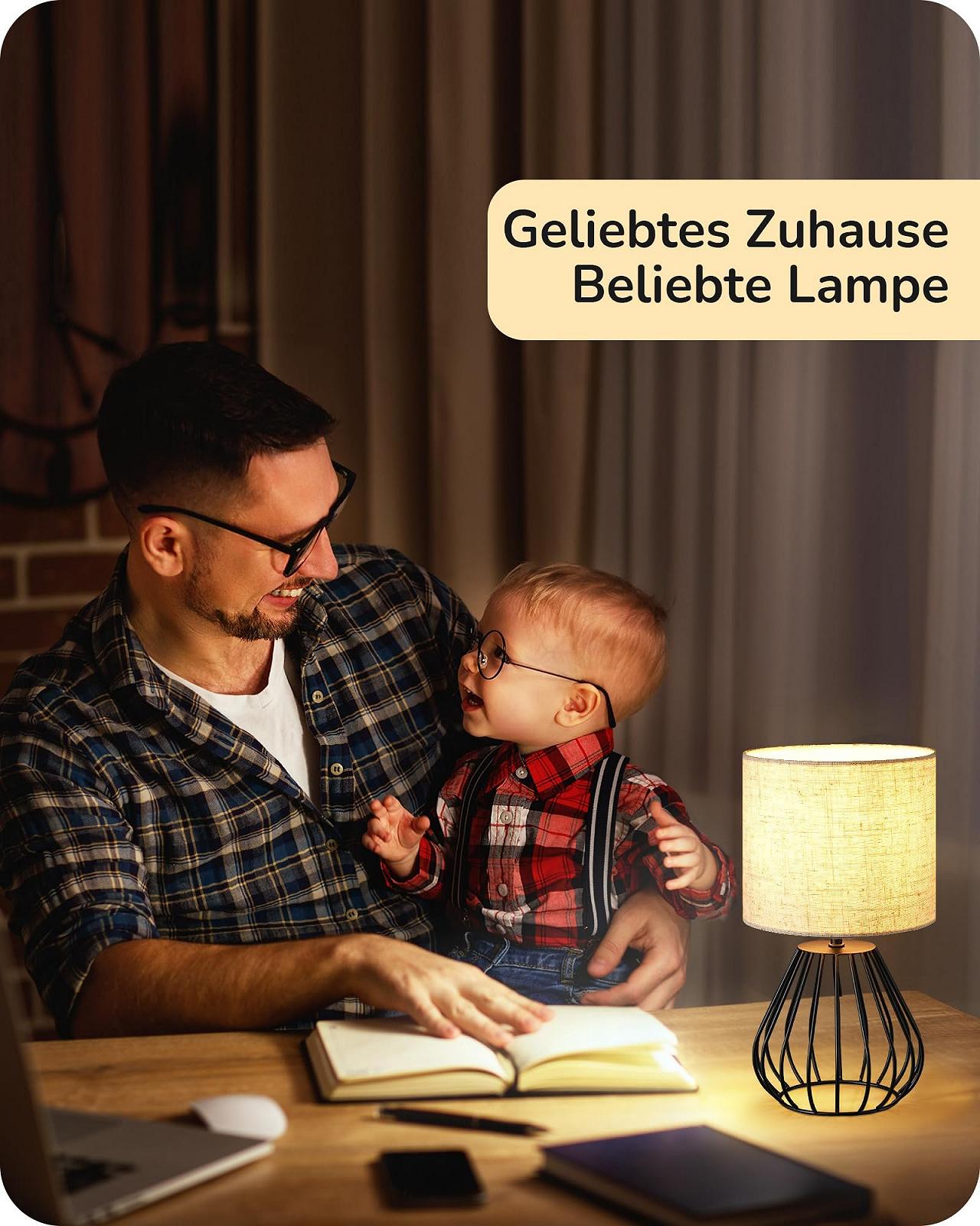 Настільна лампа EDISHINE Modern Industrial E14 Бежевий та чорний, фото №7