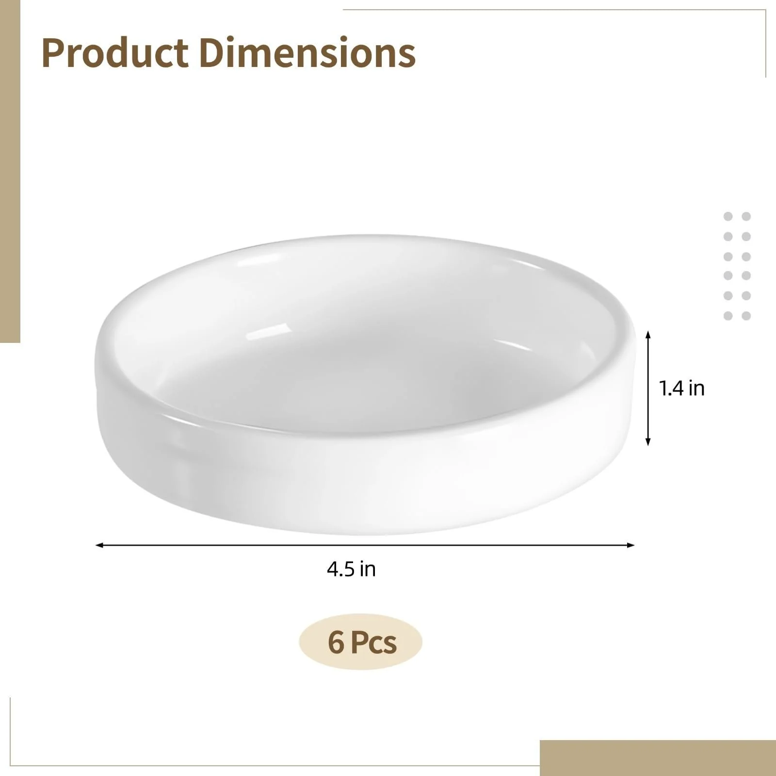 Набір керамічних рамекінів 6 шт. 11,4 x 3,5 см круглі міні-форми для кексів, фото №5
