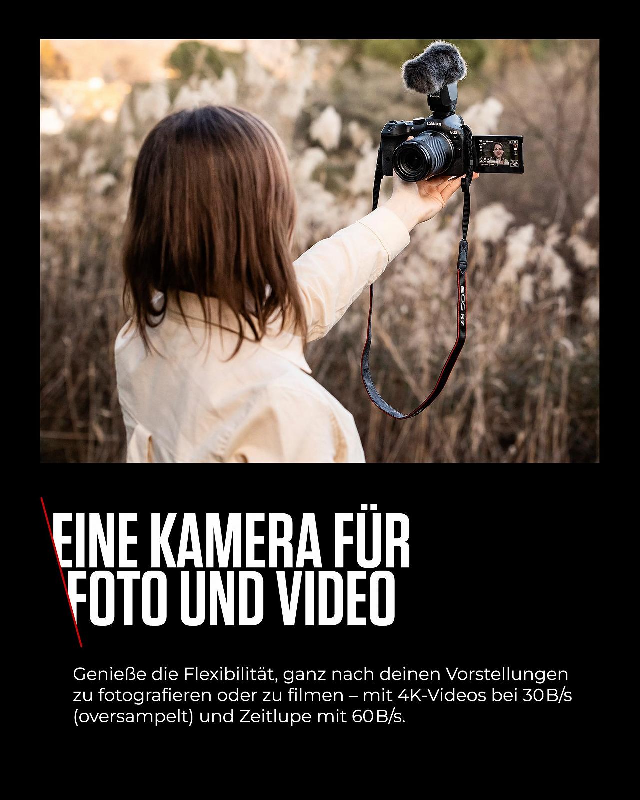 Беззеркальная камера Canon EOS R7 + Объектив RF-S 18-150 мм F3.5-6.3 IS STM (обновление DSLR, гибридная камера, видеозапись 4K/30p, до 15 кадров/с, WiFi) Черный, фото №9 Беззеркальная камера Canon EOS R7 + Объектив RF-S 18-150 мм F3.5-6.3 IS STM (обновление DSLR, гибридная камера, видеозапись 4K/30p, до 15 кадров/с, WiFi) Черный, фото №9