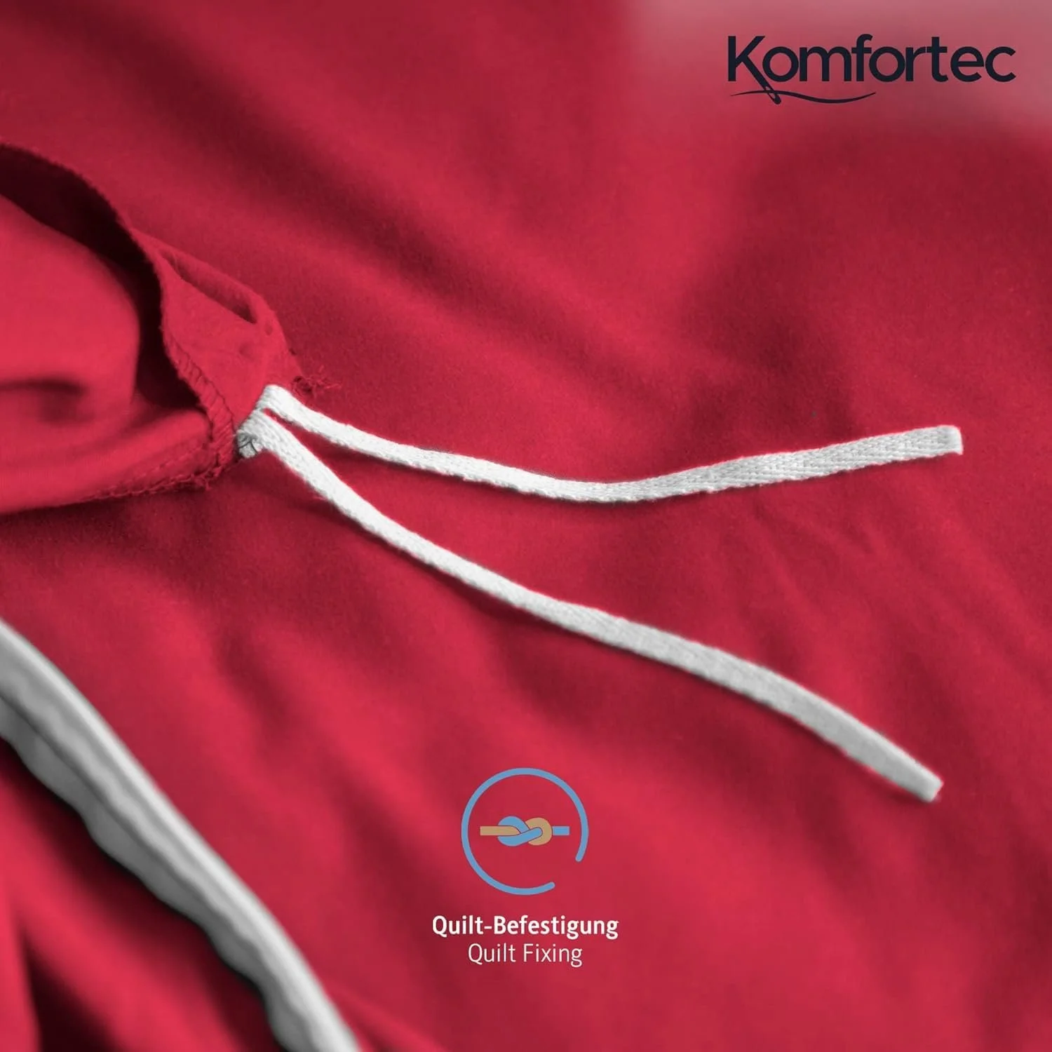 Комплект постільної білизни Komfortec 135 x 200 см, 4 предмети, червоний, на блискавці, фото №5