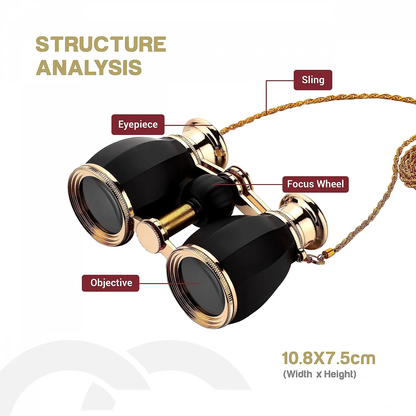 Бинокль театральный ESSLNB 4x30mm Mini Compact Antique Chain, фото №7