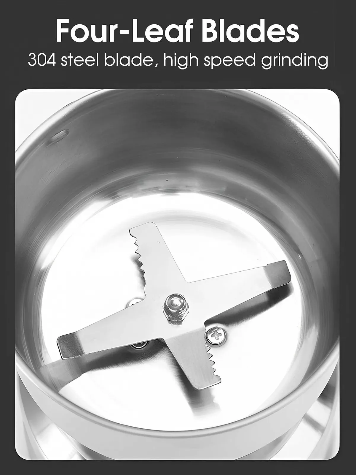 Кофемолка электрическая WASAGA 150 Вт, миксер для кофейных зерен из нержавеющей стали с защитой от перегрева, также для орехов, специй, семян, зерен, фото №4