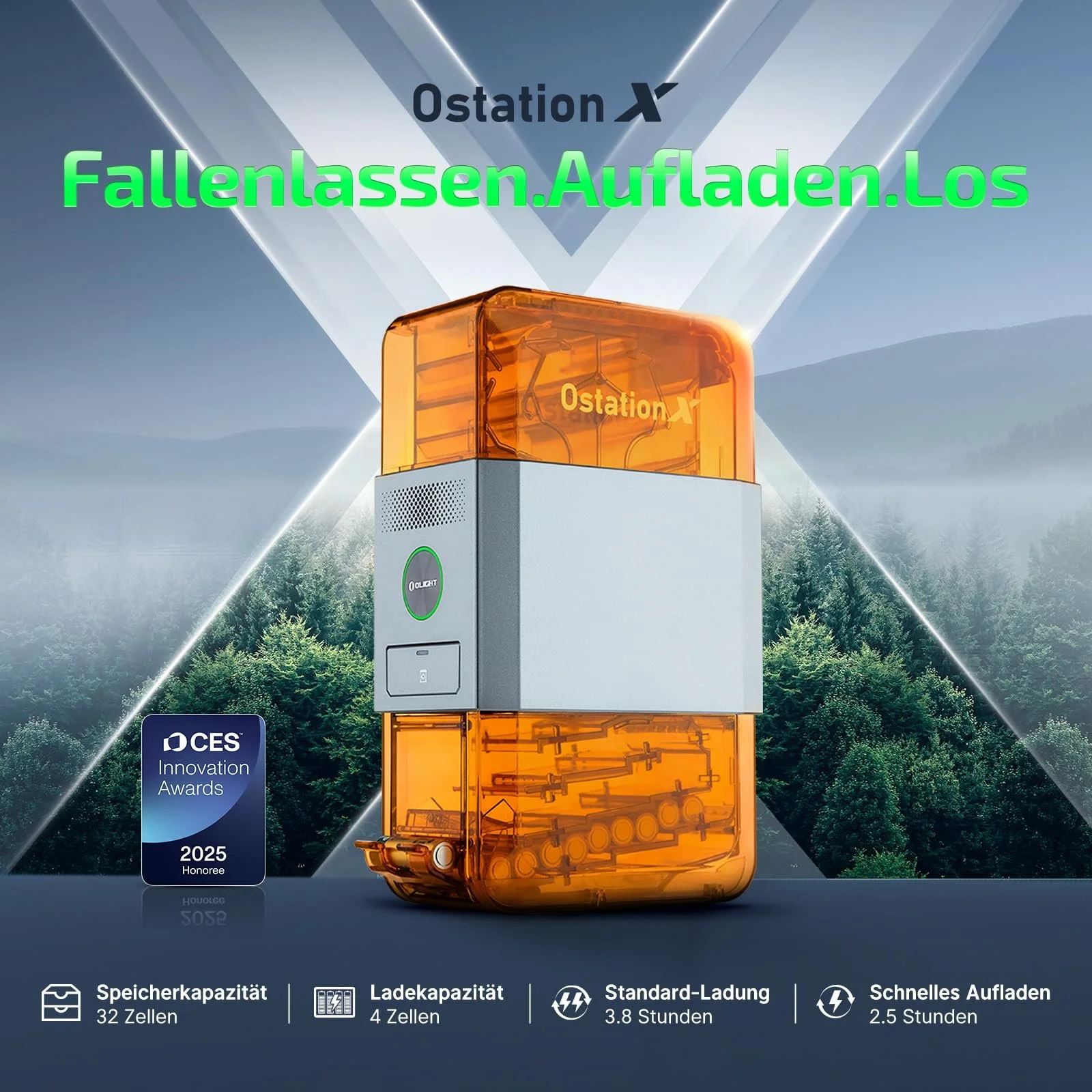 Зарядний пристрій Автоматичний 3-в-1 Olight Ostation X для AA NiMH акумуляторів, швидка Type-C підзарядка Помаранчевий, фото №2