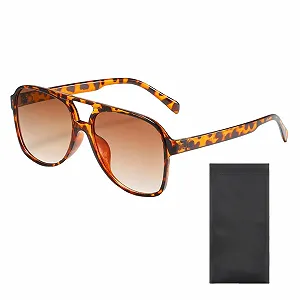 Сонцезахисні окуляри Retro Weploda Леопардовий візерунок з помаранчевими лінзами - Фото 1