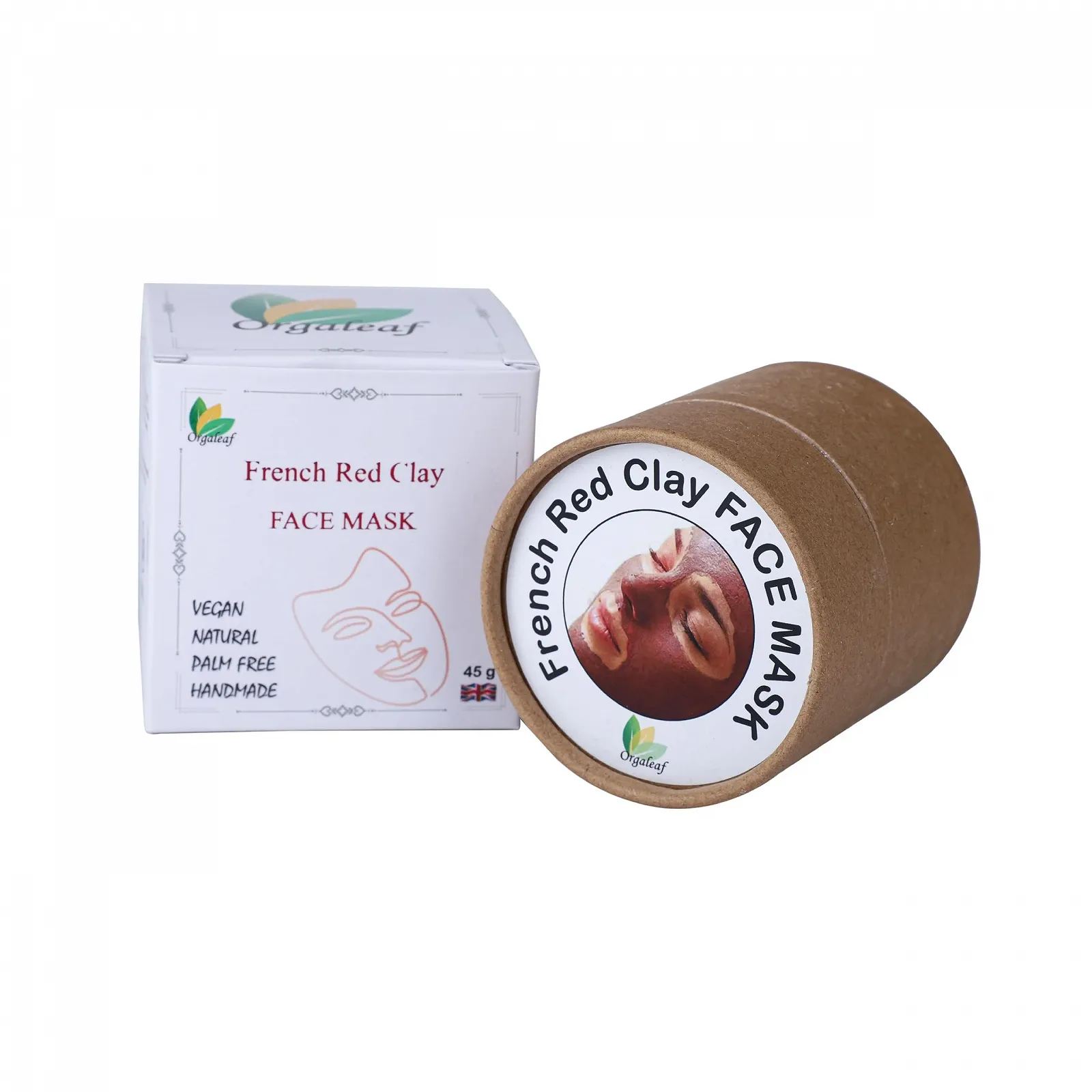 Маска для обличчя Orgaleaf Французька червона глина веганська натуральна ручної роботи 45г, фото №1 Маска для обличчя Orgaleaf Французька червона глина веганська натуральна ручної роботи 45г, фото №1
