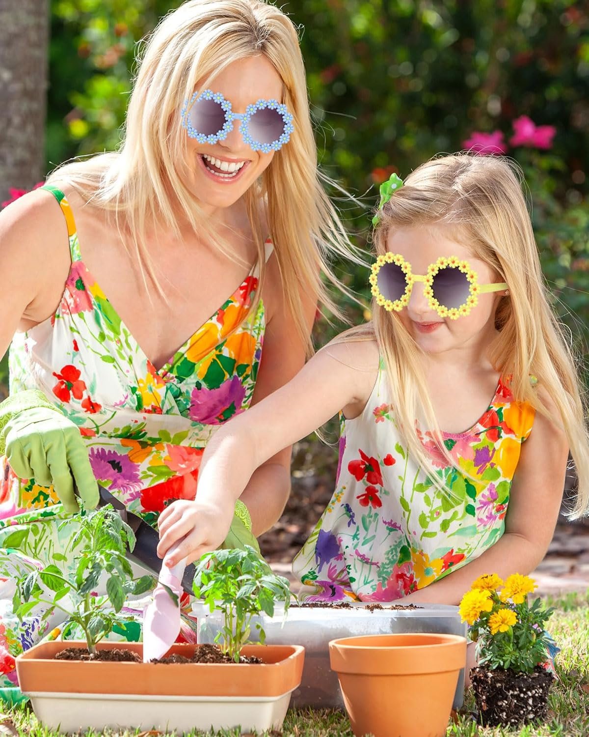 Сонцезахисні окуляри Квіткові круглі Класичні маргаритки Дзеркальні UV400 для дітей, 3 шт, фото №5