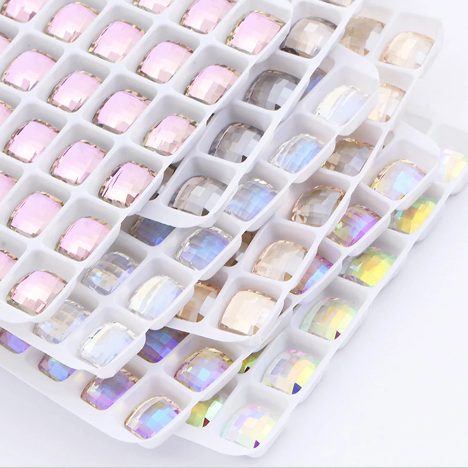 Стрази для нігтів Квадратні Різні кольори 72 шт,, фото №2