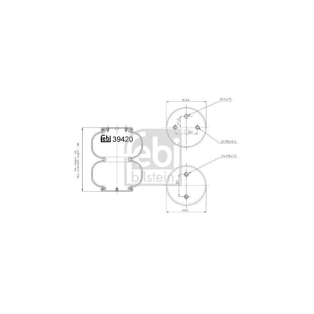 Пневморессора (баллон) FEBI BILSTEIN 39420 для SAF SCHMITZ CARGOBULL, фото №2