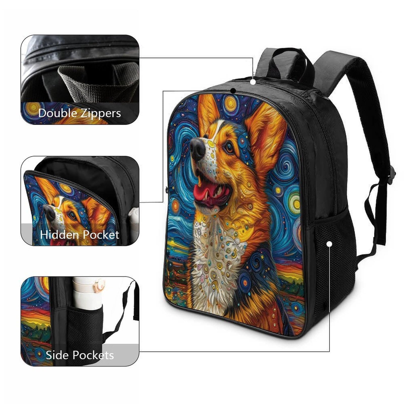 Рюкзак RSIUUODNF Corgi 3D, 40x28x16 см, фото №3
