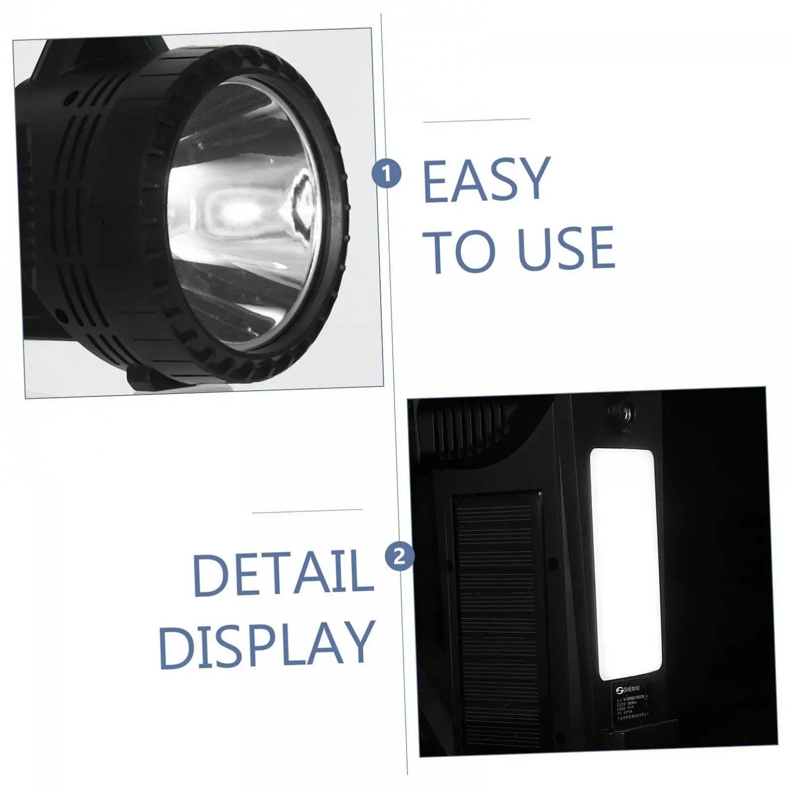 Ручний ліхтар Tofficu на сонячній батареї, акумуляторний, надзвичайно яскравий, водонепроникний, світлодіодний, робочий ліхтар для кемпінгу, походів, надзвичайних ситуацій та рятувальних операцій, міцний, фото №3