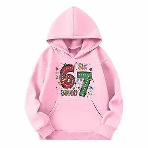 Свитшот 67 Prints для девочек, мягкий зимний, худи, пуловер, детская одежда, флисовая куртка, теплый джемпер - Фото 1