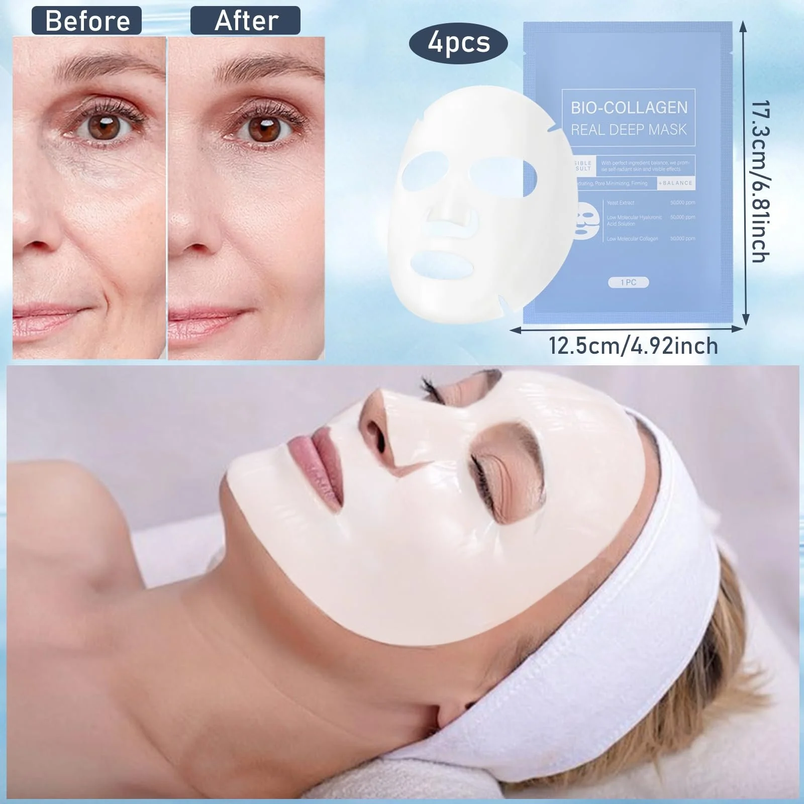 Маска для обличчя Collagen Organic, набір 4 шт, нічна, фото №2 Маска для обличчя Collagen Organic, набір 4 шт, нічна, фото №2