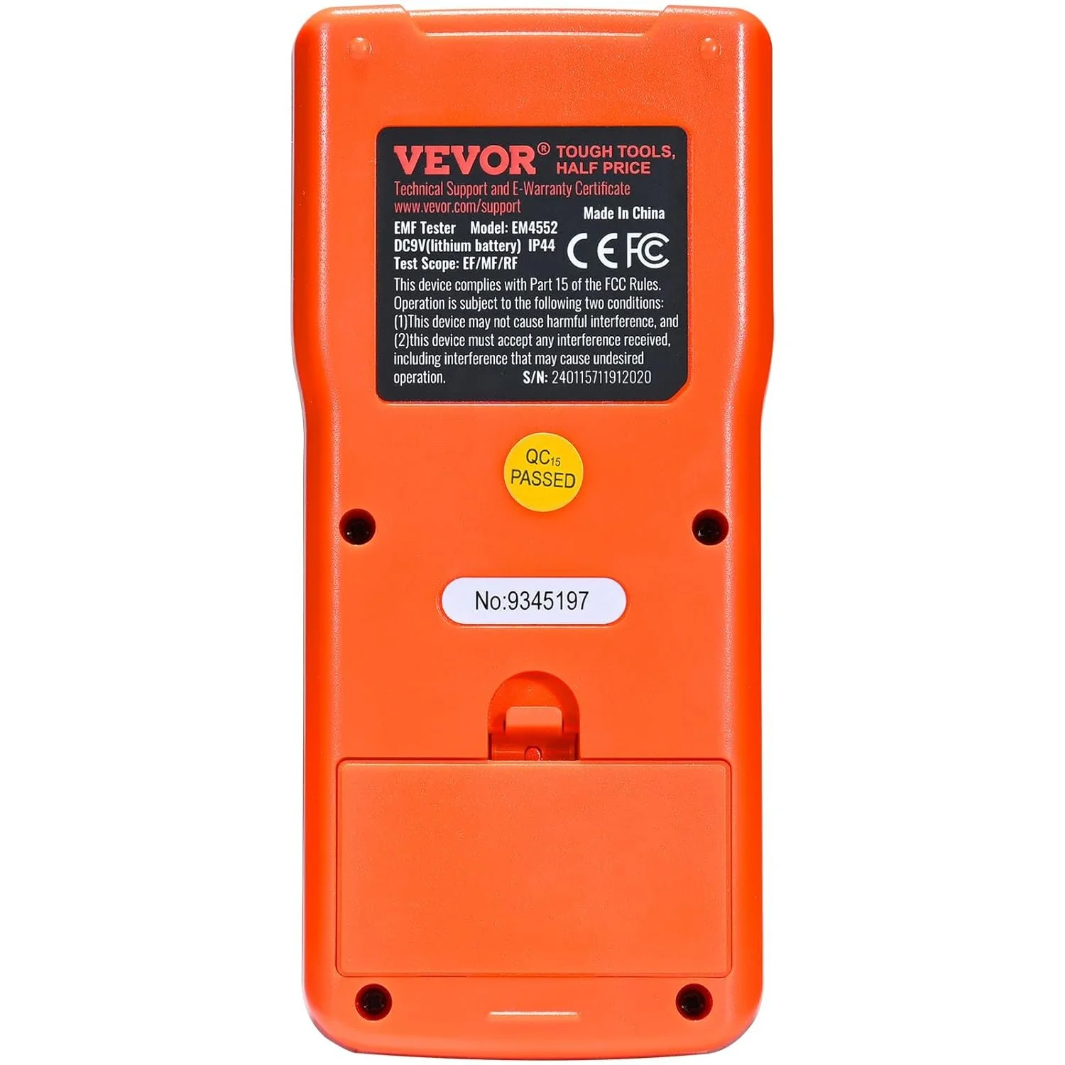 Цифровий РК-ЕМП-метр VEVOR EM4552 3-в-1 / EF, MF, RF / Акумуляторний / Помаранчевий, фото №5 Цифровий РК-ЕМП-метр VEVOR EM4552 3-в-1 / EF, MF, RF / Акумуляторний / Помаранчевий, фото №5
