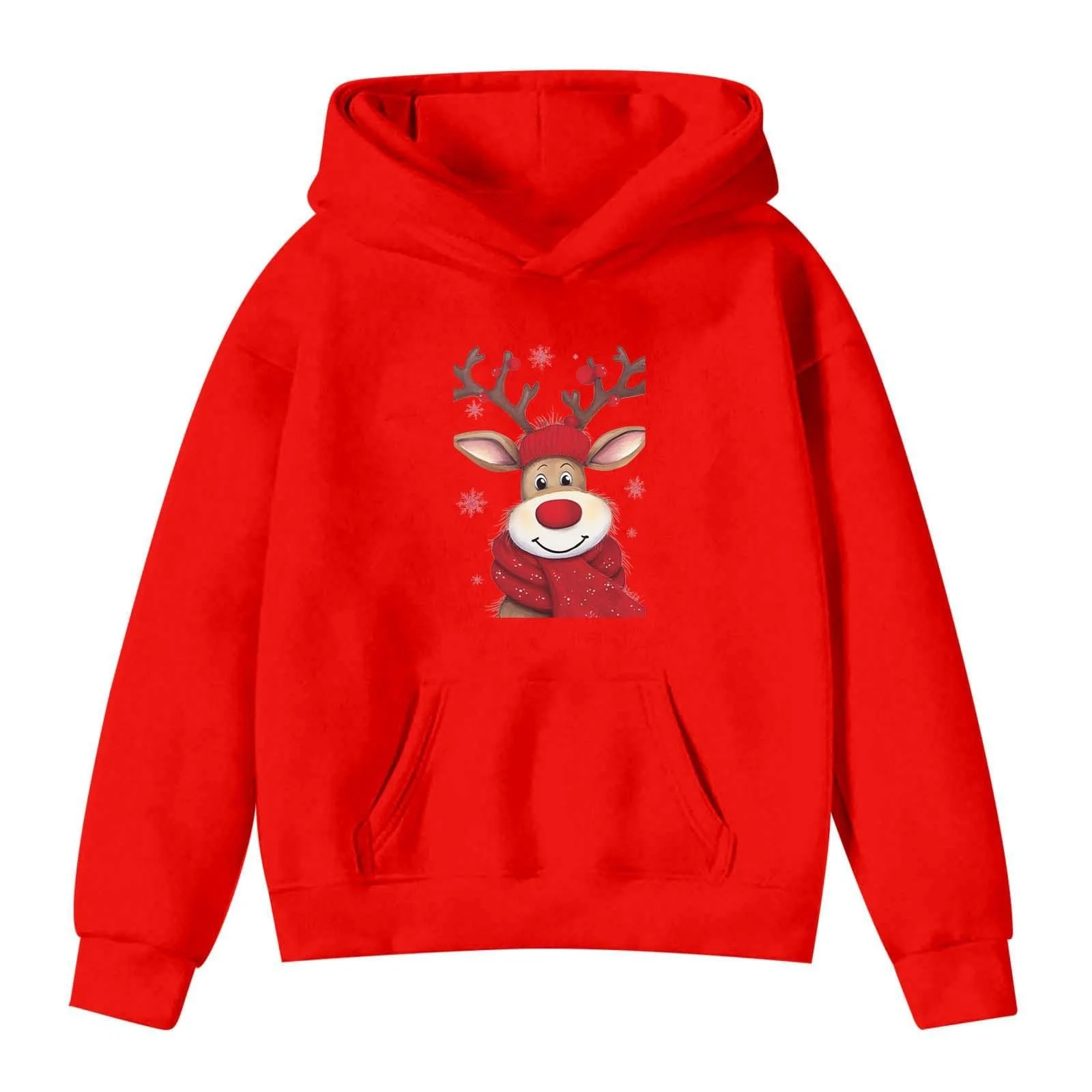 Худи для девочки с праздничным принтом, флисовая кофта, мягкая и теплая для семейного наряда на праздники, и для игр, размер 152, фото №4 Худи для девочки с праздничным принтом, флисовая кофта, мягкая и теплая для семейного наряда на праздники, и для игр, размер 152, фото №4