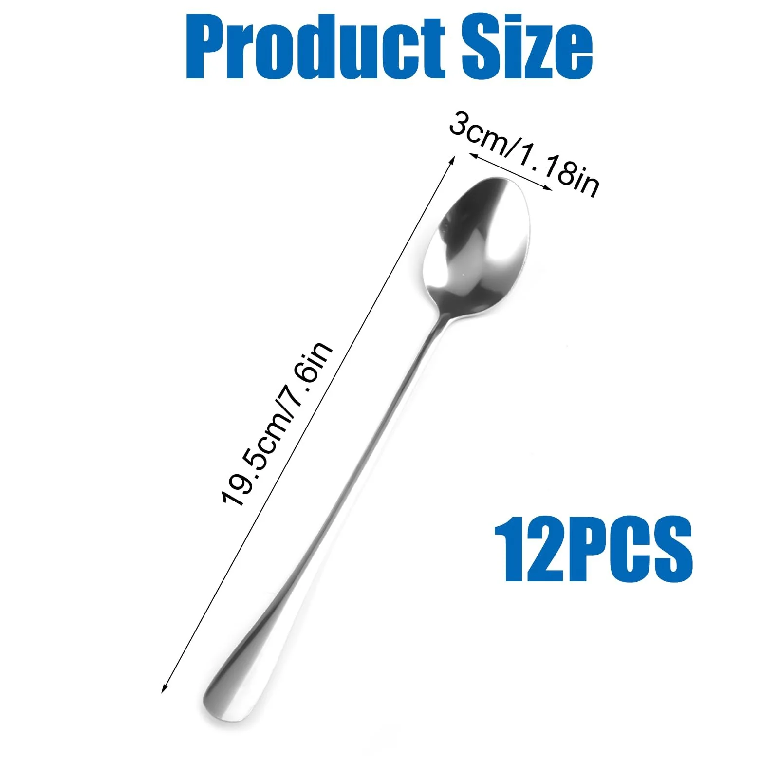 Набір з 12 ложок для лате макіато (19,5 x 3 см), довга, фото №2