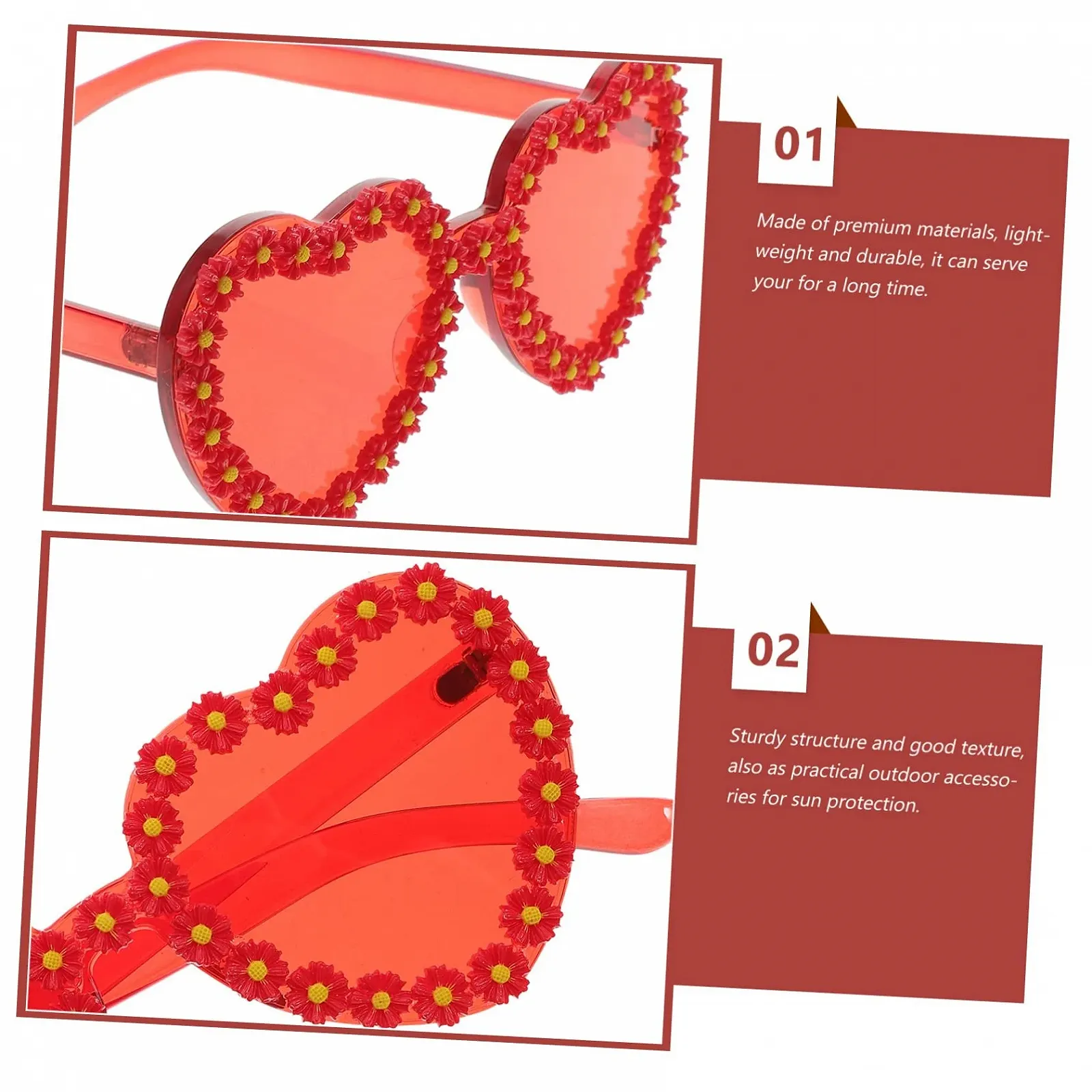 Солнцезащитные очки Сердце (2 шт.) PACKOVE Ретро ромашка, фото №3