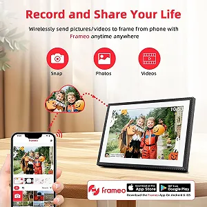 Цифрова фоторамка WiFi 10.1 дюйма 32 GB 1280 x 800 HD IPS Touchscreen Auto Rotate Frameo - Фото 1