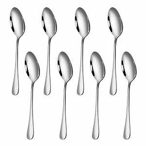 Ложка Столовые приборы 8 штук Нержавеющая сталь Десертные ложки Пищевая ложка для сервировки 17 см Столовые ложки для еды, западной еды, десерта, кофе, идеально подходит для домашнего использования - Фото 1