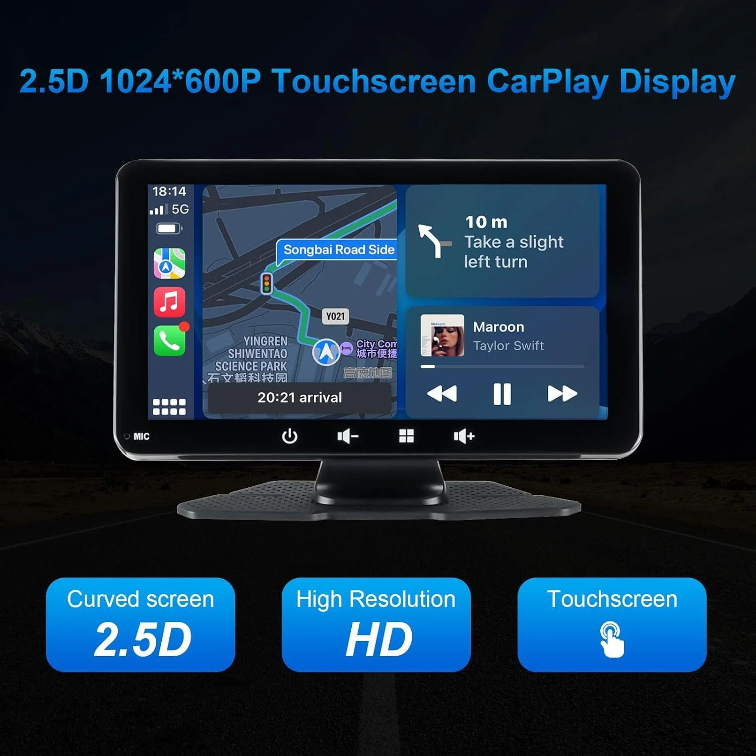 Автомагнітола Woibugee / 7" / Сенсорна / Apple CarPlay / Android Auto / Bluetooth / WI-FI / USB / AUX / TF slot, фото №2