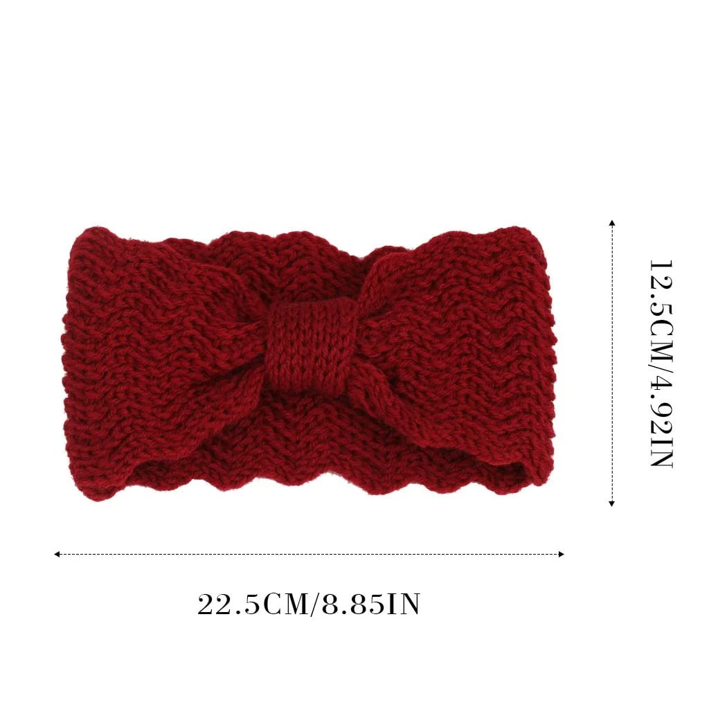 В'язана зимова пов'язка на голову з бантом, аксесуар для волосся, фото №7