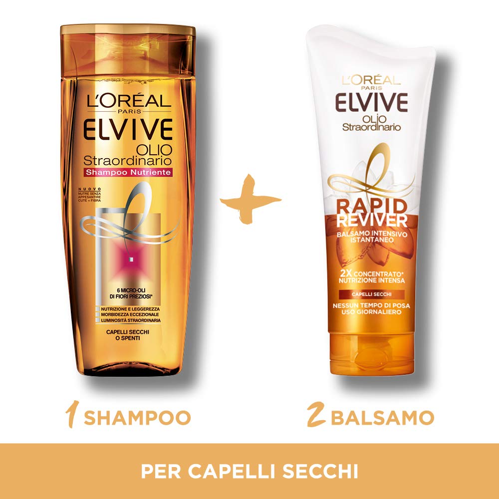 Кондиціонер L'Oréal Paris Elvive Rapid Reviver інтенсивний виняткова олія збагачений амінокислотою і маслом жожоба для сухого волосся (упаковка з 3), фото №2