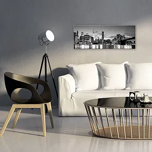 Скляна картина artissimo AG1942A Sky Over New York 80 x 30 см Чорно-біла synthetic.ua - Фото 1