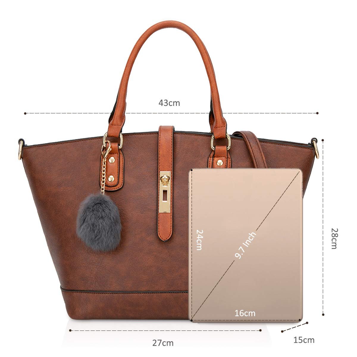 Сумка жіноча NICOLE & DORIS ретро, велика, кавова, L, фото №6