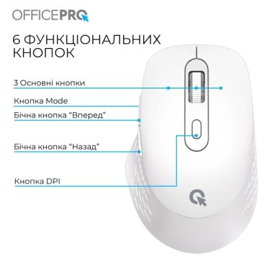 Мышка OfficePro M265W Wireless/Bluetooth Silent Click White (M265W), фото №10 Мышка OfficePro M265W Wireless/Bluetooth Silent Click White (M265W), фото №10